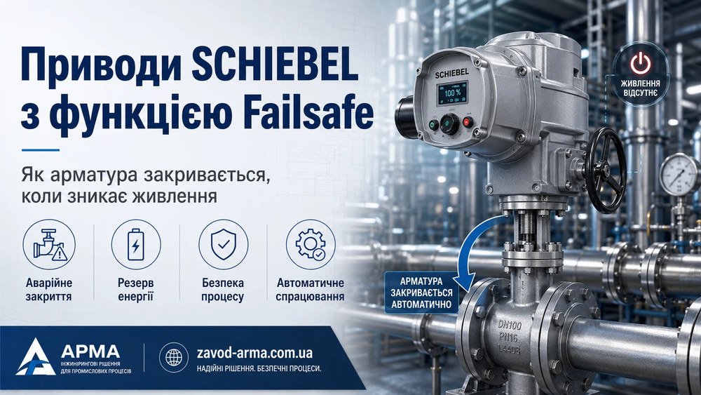 Приводи SCHIEBEL з функцією Failsafe: як арматура закривається, коли зникає живлення